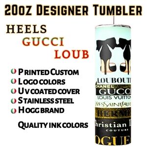 Custom Printed UV Coated Stainless Steel 20oz Tumbler Prada Chanel Gucci LV NWT